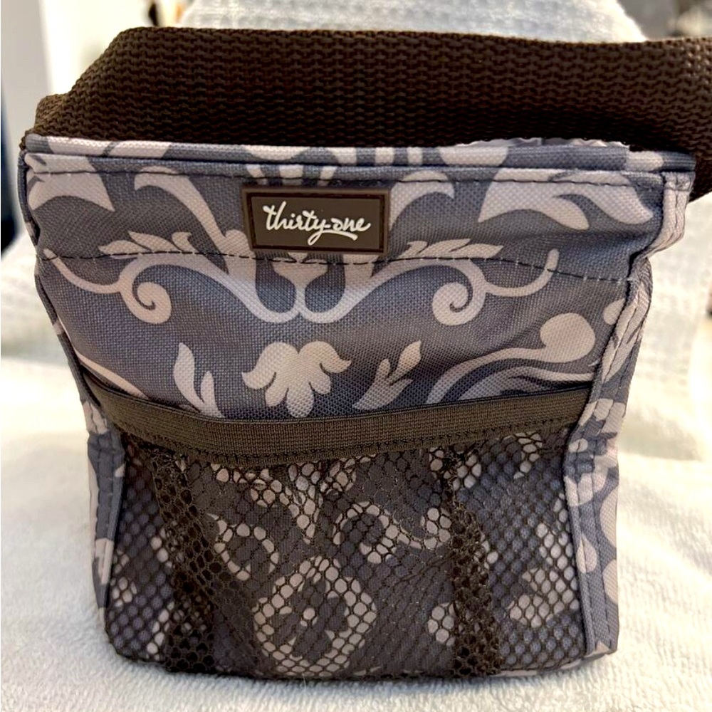 Thirty One Collapsible Small Bag organizer Tote GREY & White